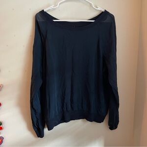 Vince Silk Raglan Sweatshirt Tee Coastal Blue Top